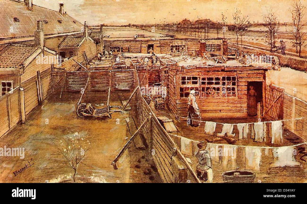 Vincent van Gogh, Carpenter`s Workshop Seen from the Artist`s Studio. 1882. Realism. Oil on canvas. Rijksmuseum Kröller-Müller, Stock Photo